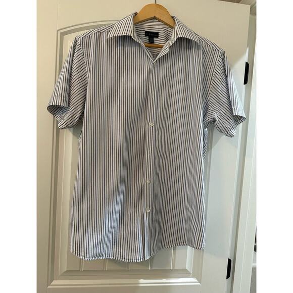 J Ferrari Button Down Shirt Men's Large, Short Sleeve summer multi color Stripes - Picture 1 of 8